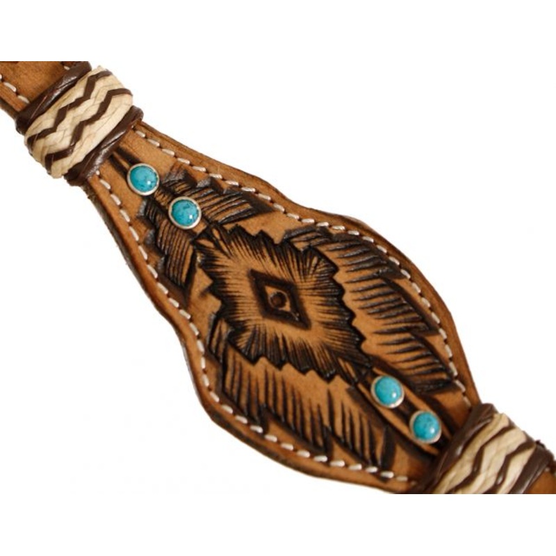 Showman   Rawhide Braided Browband Headstall and Breastcollar Set