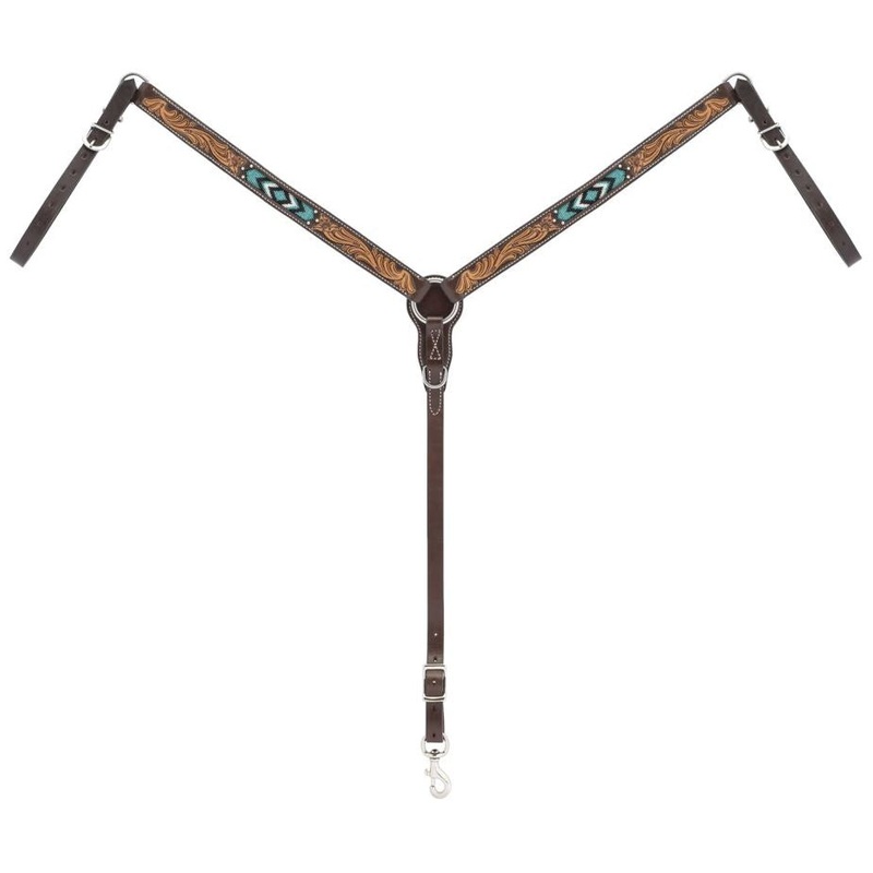 Weaver Leather Turquoise Cross Turquoise Beaded 1-1/4″ Straight Breast Collar
