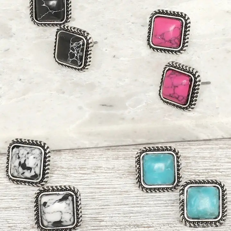 Western Navajo Square Earrings