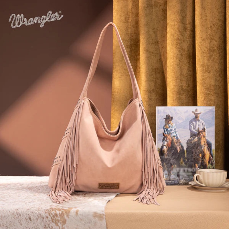 Wrangler Fringe Studded Hobo Bag ~ Pink