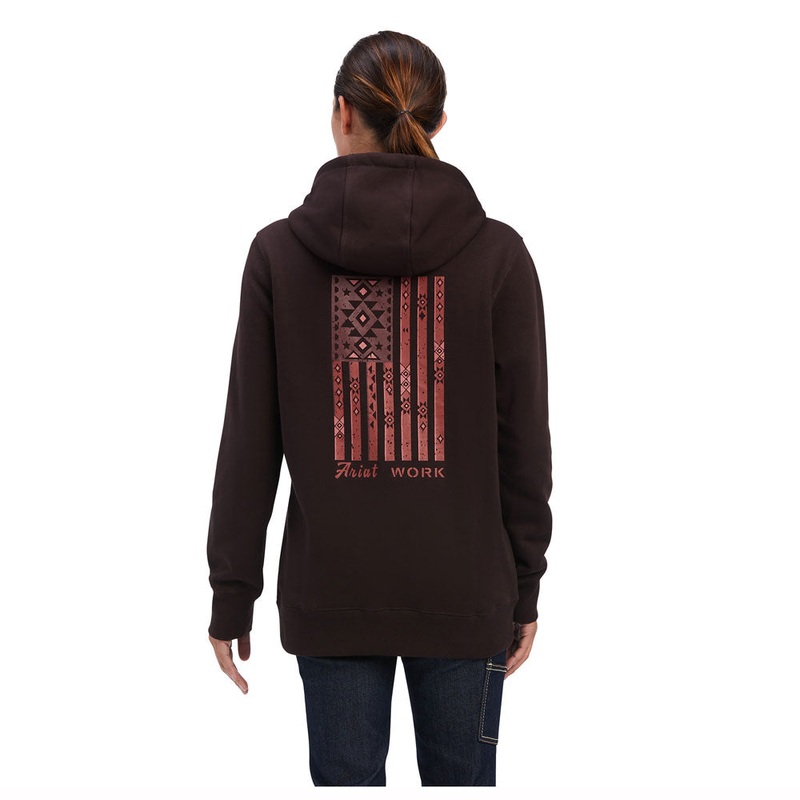 10041465 Ariat Women’s Rebar Aztec Flag Graphic Hoodie – Mole
