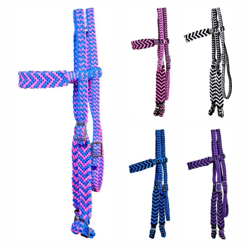 Horse Bridle Headstall Flat Braided Paracord Hilason