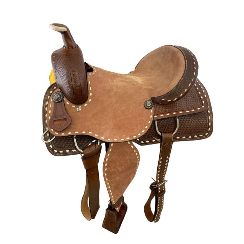 16″ Roper Style Saddle With Roughtout Leather Hard Seat-FREE SHIPPING