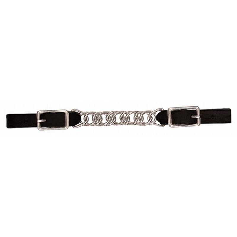 Black Leather 4-1/2″ Single Flat Link Chain Curb Strap
