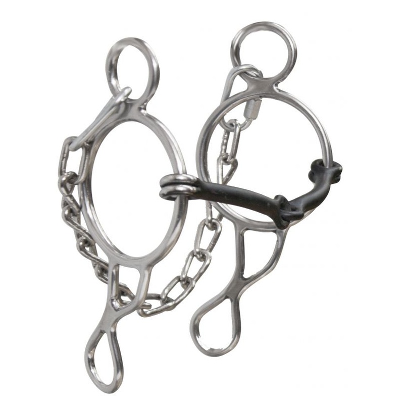 #1525A: Showman  Stainless steel wonder bit with 5″ sweet iron broken mouth and 7″ cheekswith cha