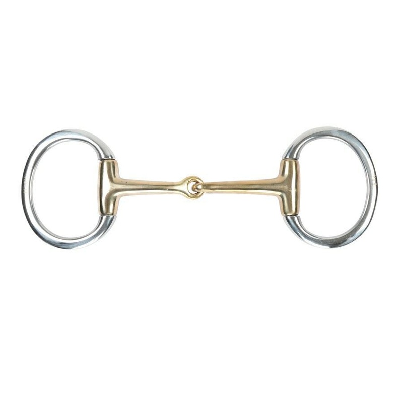 Shires Flat Ring Jointed Eggbutt Horse Bit Brass Alloy