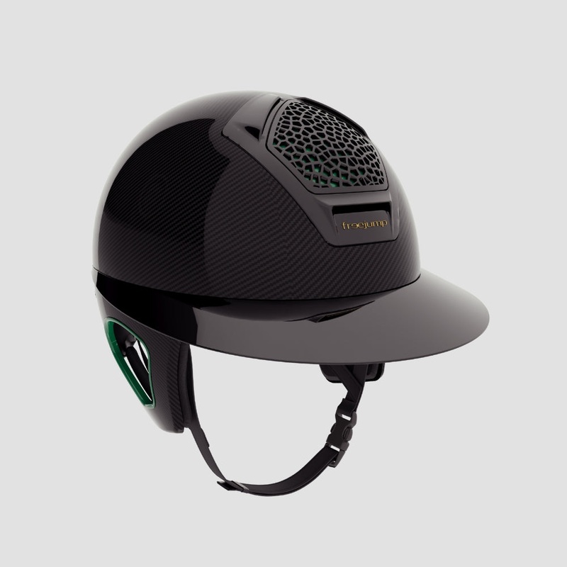 Vorono Carbon Helmet With Temple Protection | Black | Emerald Green