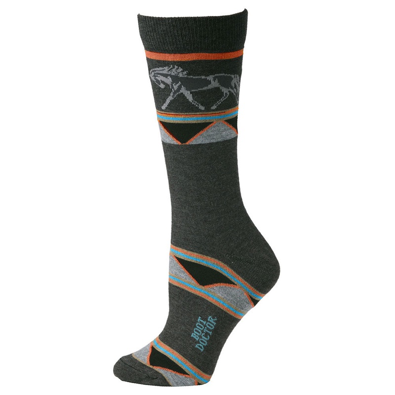 0417506 Boot Doctor Women’s Crew Socks- Grey with Horse