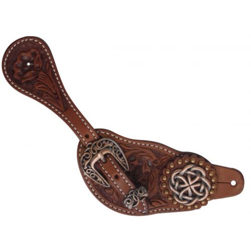 #30655L: Showman Ladies Size Argentina Cow Leather Celtic Knot Spur Straps