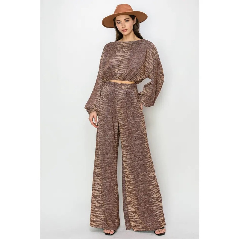 Metallic Printed Palazzo Pants AND Top
