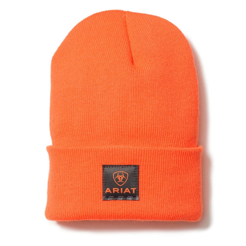 10024504 Ariat Men’s Rebar Watch Cap Beanie – Bright Orange