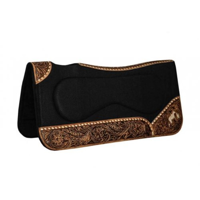#4959: Showman  31″ x 32″ x 1″ Black felt pad with built up sides and engraved praying cowboy on w