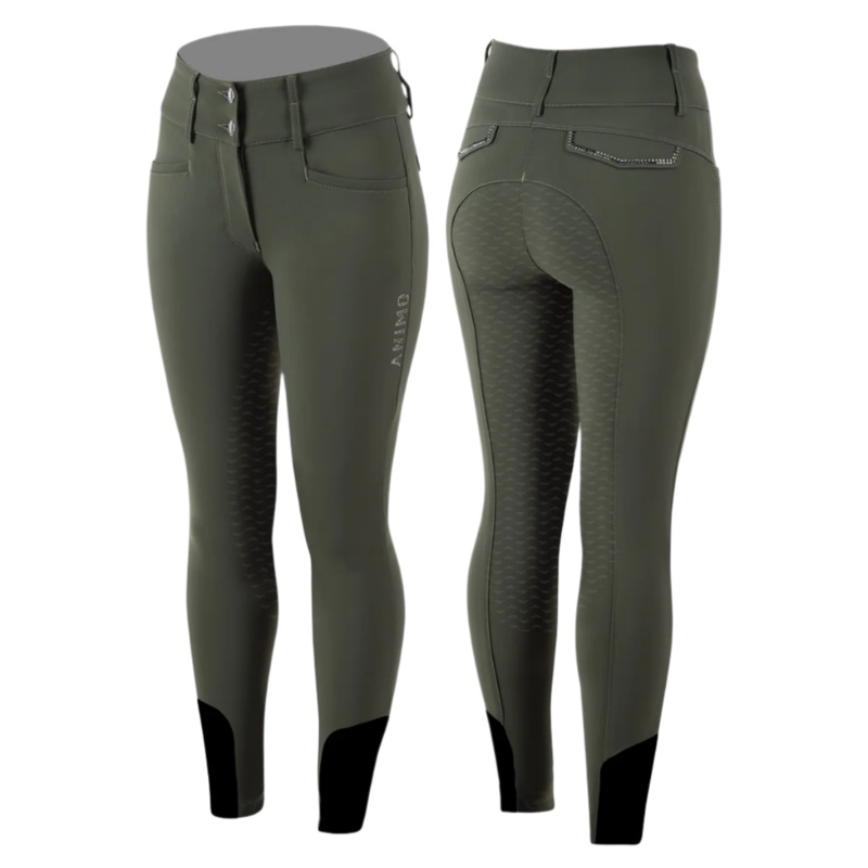 Animo Italia Neutron Woman’s Full Grip Riding Breeches, Green