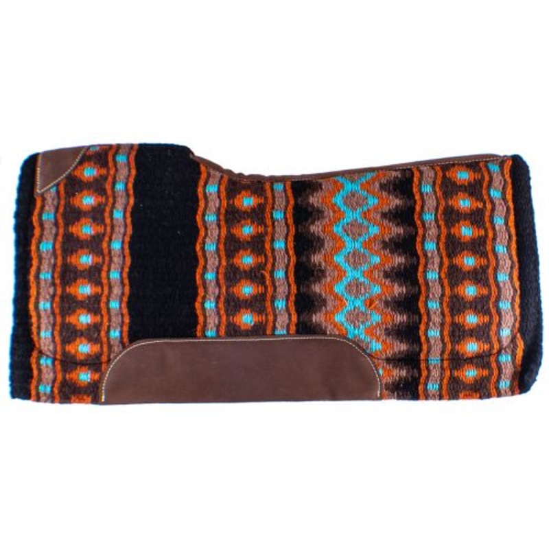 Showman 34 x 36 x 34 Turquoise, orange and black colored memory felt bottom saddle pad