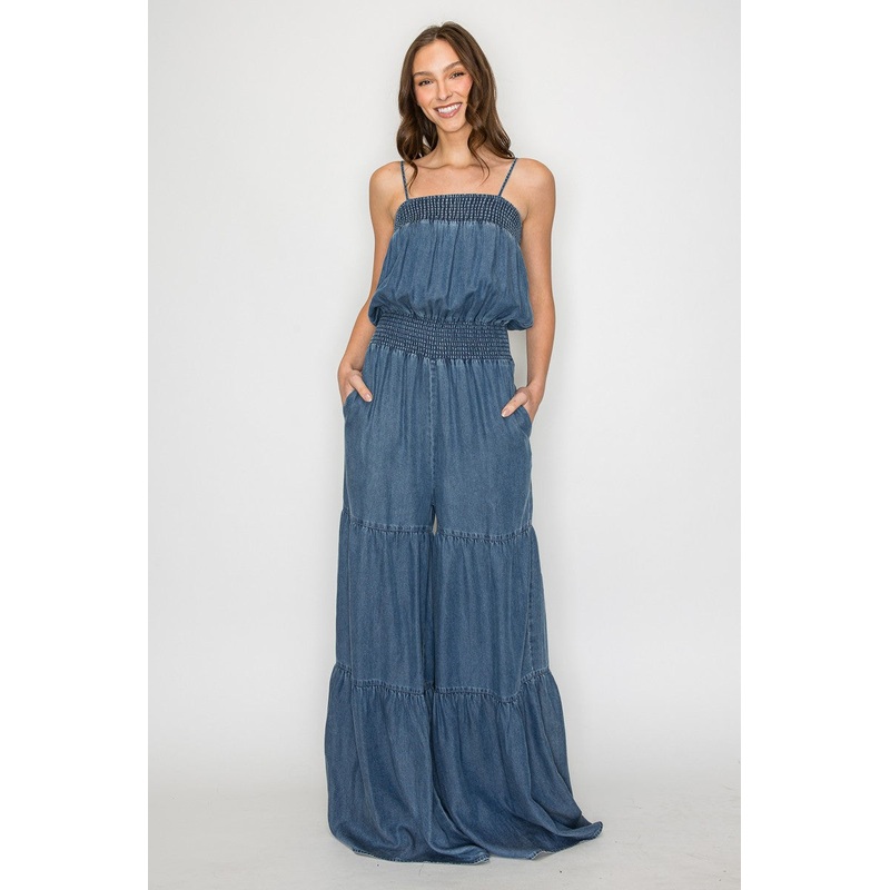 SMOCKING TENCEL JUMPSUIT
