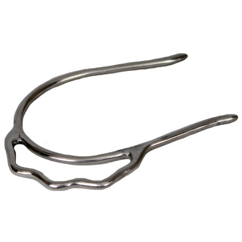 #21141: Showman Stainless steel sidewinder slip on spur with 2 1/4″ boot opening