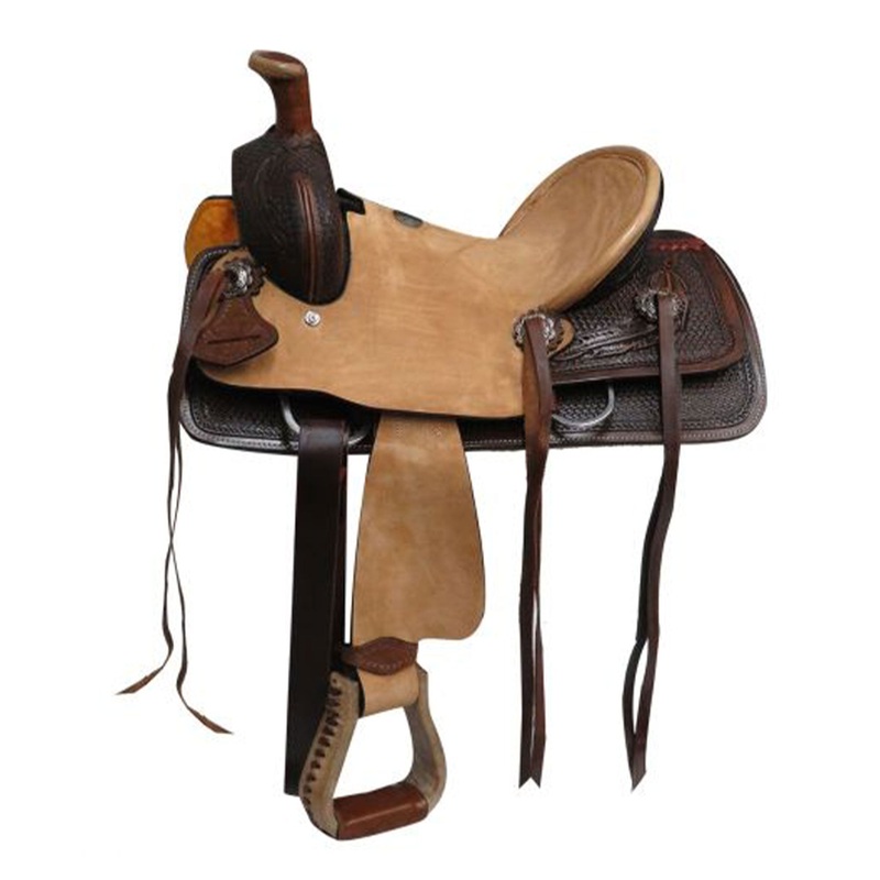 Double T Youth Hard Seat Roper Style Saddle with Tooling – 10 Inch