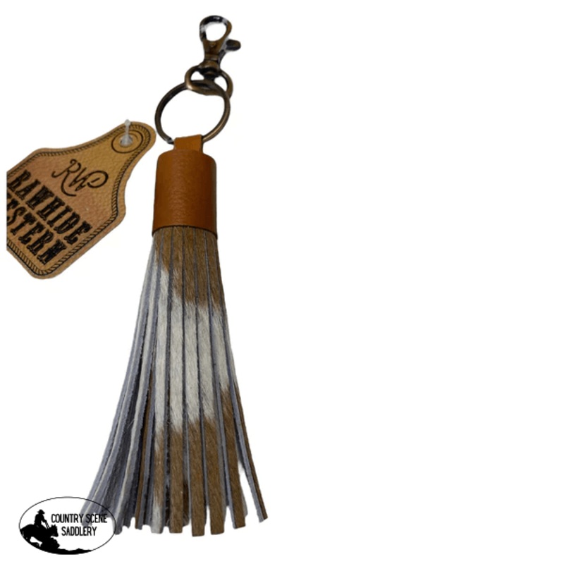 A8281 – Tan Hair on Hide Leather Tassel Clips