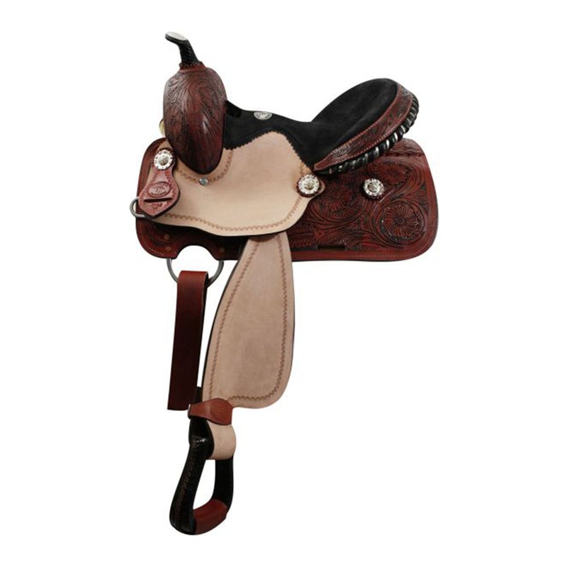 Double T Youth Barrel Saddle with Floral Tooling – 13 Inch