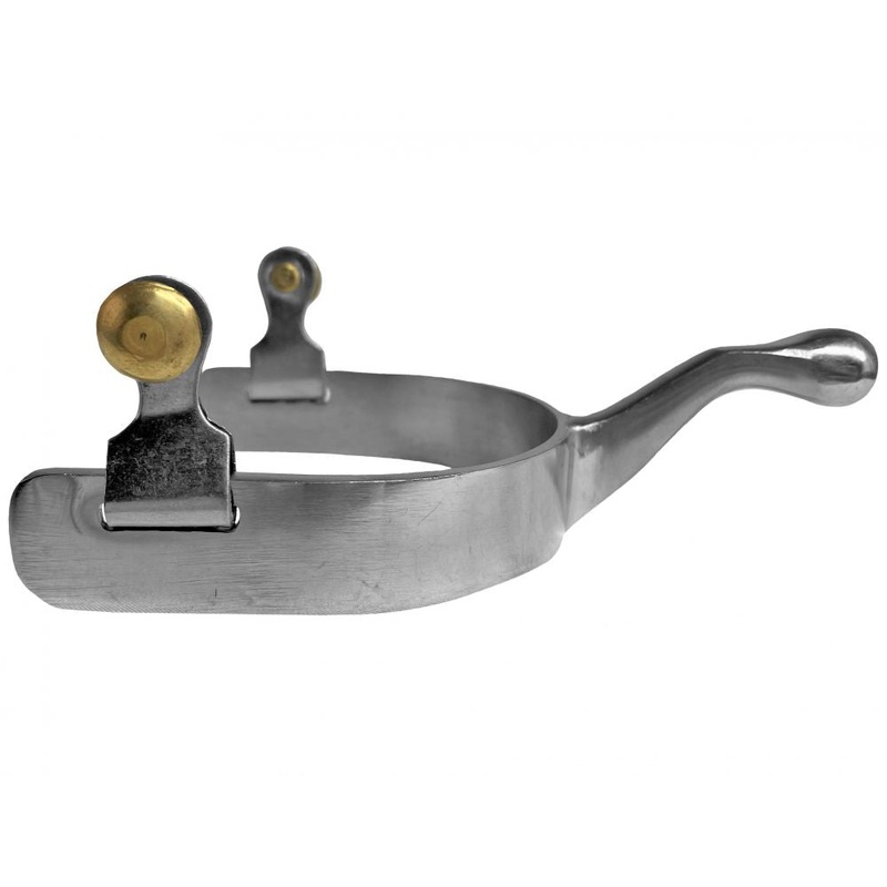Showman Stainless Steel Humane Spurs with Brass Buttons