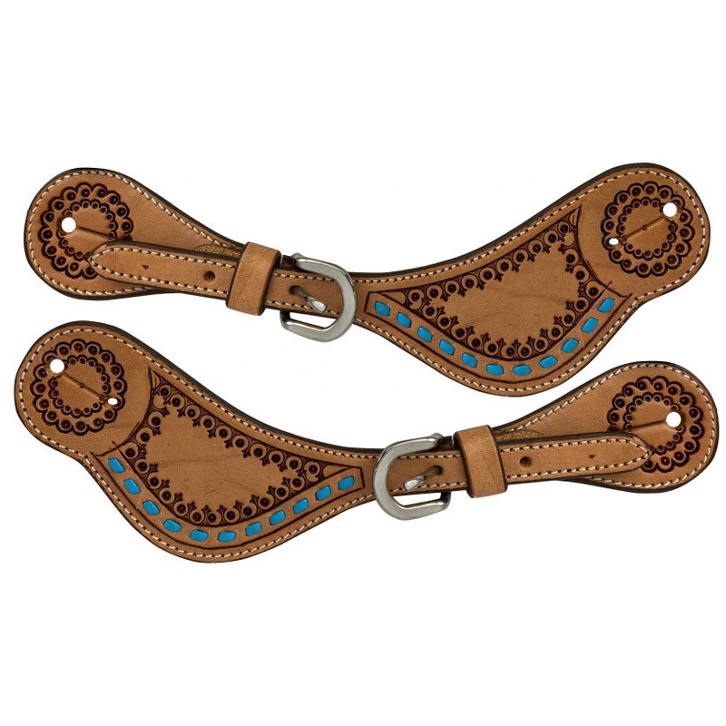 #M-156: Showman Ladies Size Argentina Cow Leather Embossed Spur Straps