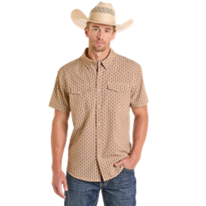 Men’s Medallion Print Polo ~ Tan