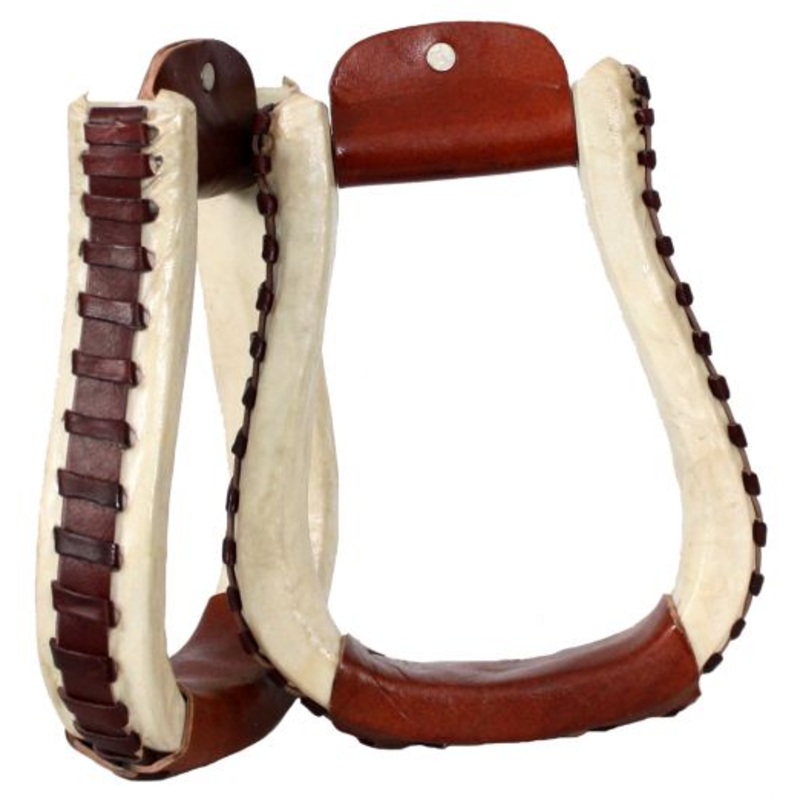 #175225: Showman rawhidecovered pleasure style western stirrups with leather lacing