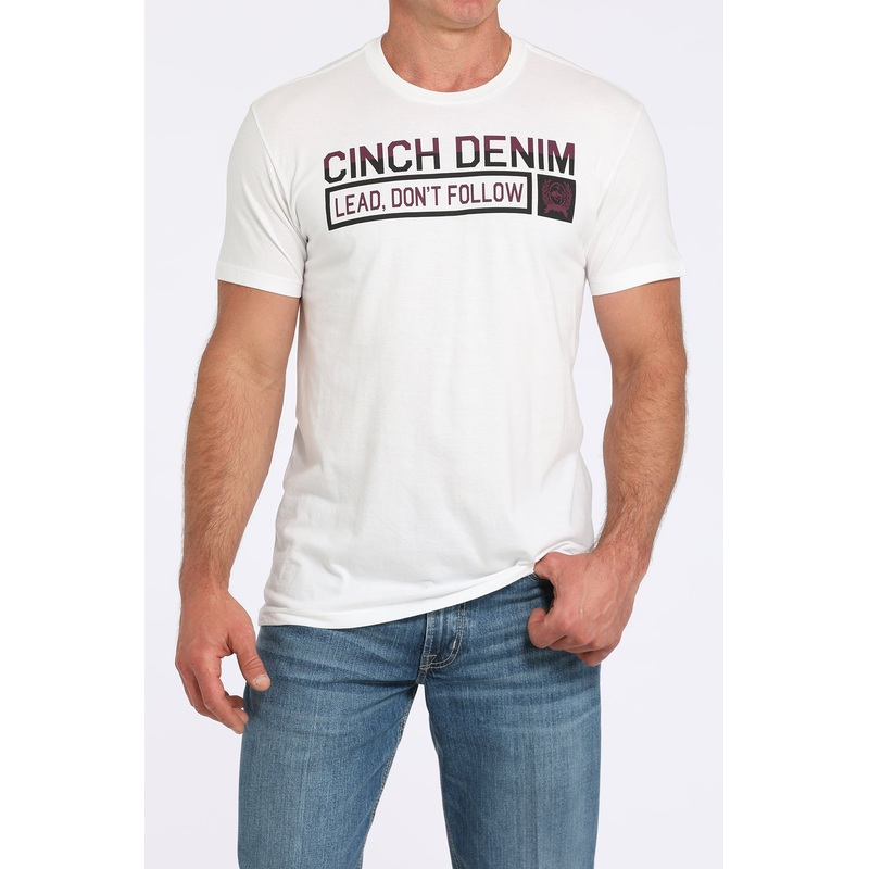 Mens Cinch White S/S Tee