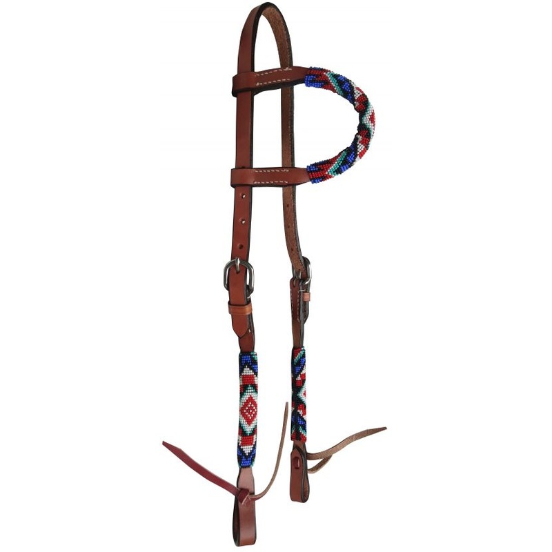 #14411: Showman  Beaded one ear headstall with southwest design