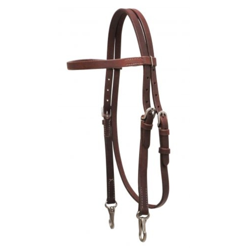 #72009: Showman  Oiledharnessleather headstall with stainless steel snaps