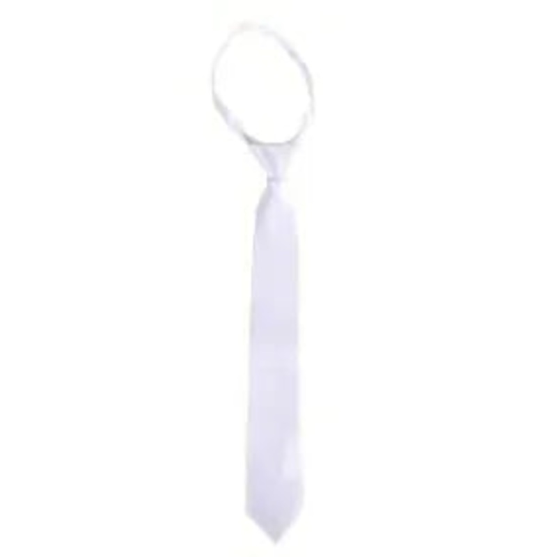 QHP Men’s Zipper Tie ~ White