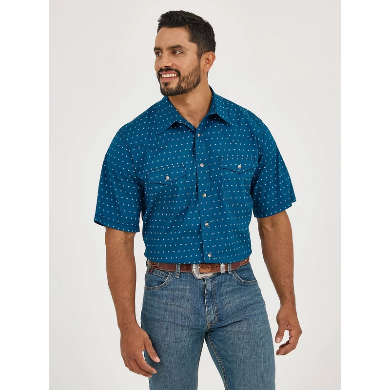 Wrangler 20X Competition Shirt ~ Turquoise Cross