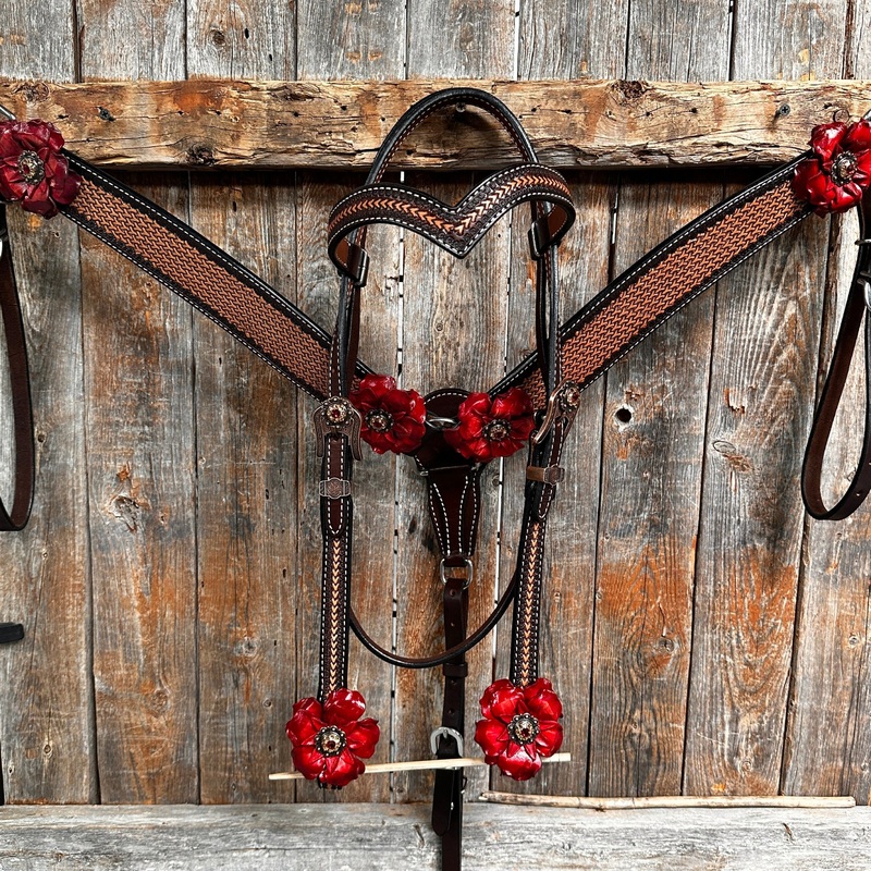 Foxtail Ruby – Champagne Browband/One Ear Headstall & Breastcollar Tack Set #BBBC595
