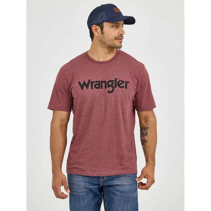 Men’s Wrangler Logo Tee ~ Burgundy