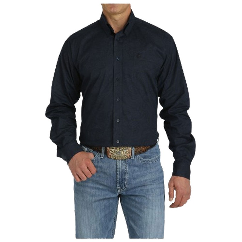 MTW1105774 Cinch Men’s Long Sleeve Buttondown Shirt – Navy Paisley Print