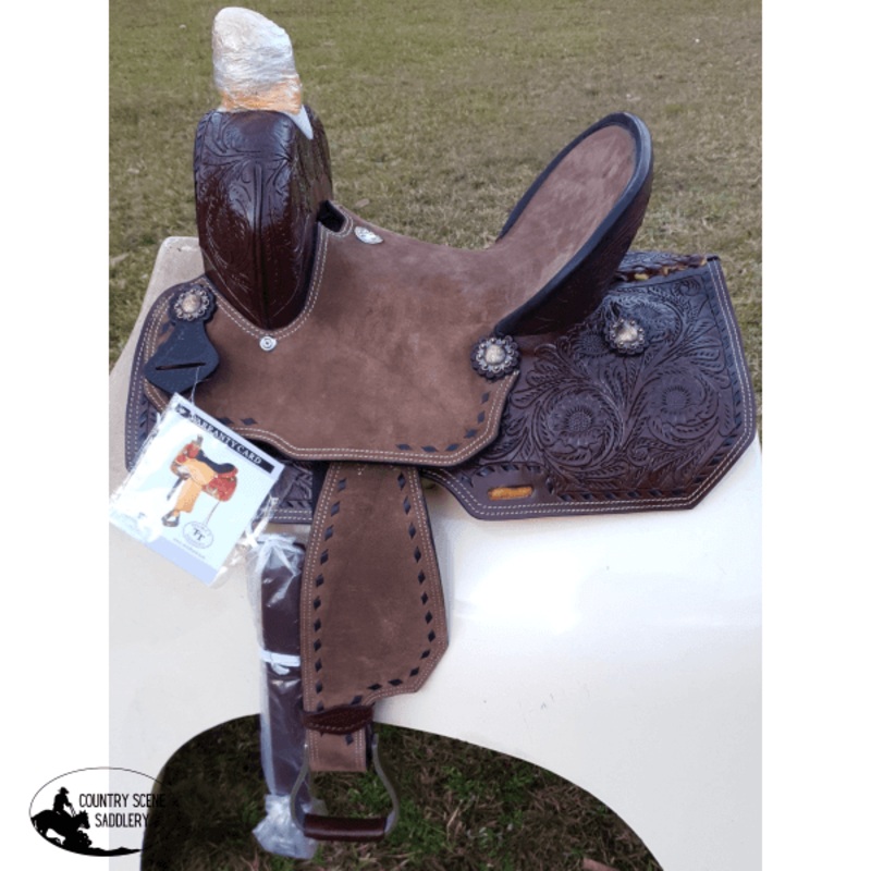 12″/ 13″ Double T  Youth Hard Seat Barrel style saddle.