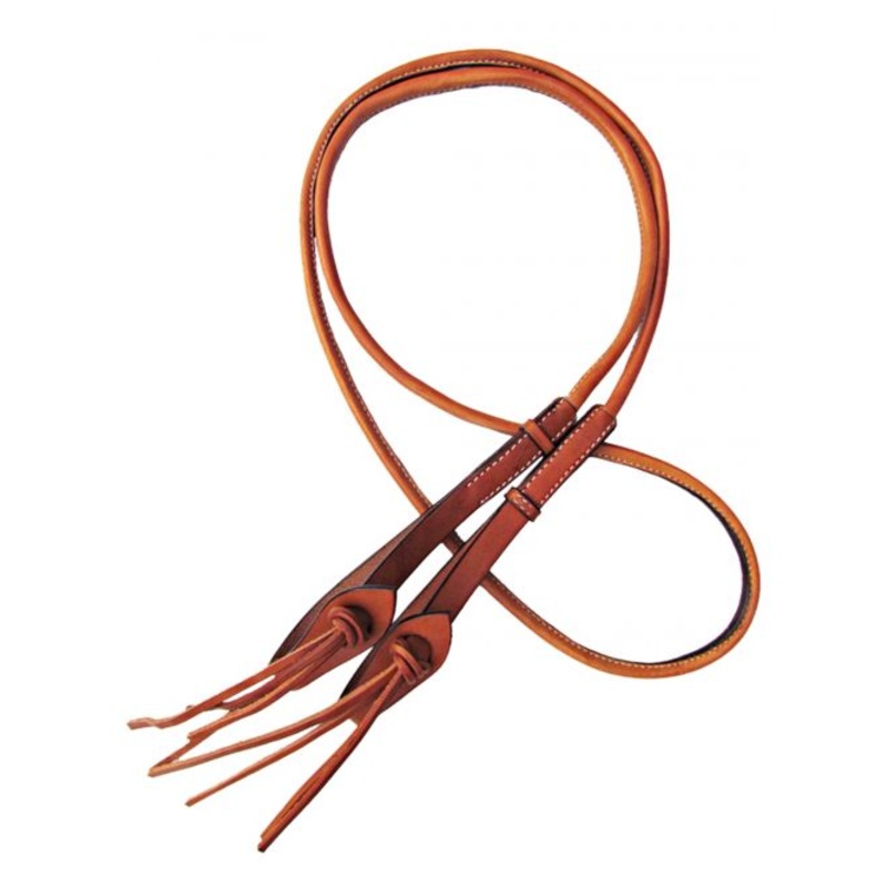 #19448: Showman 8ft Round roping reins with leather loop ends