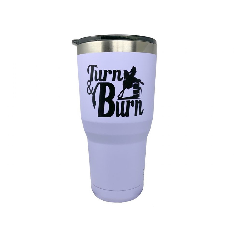 30 oz Insulated Turn and Burn with Barrel Racer Stainless Steel double wall Purple Tumbler