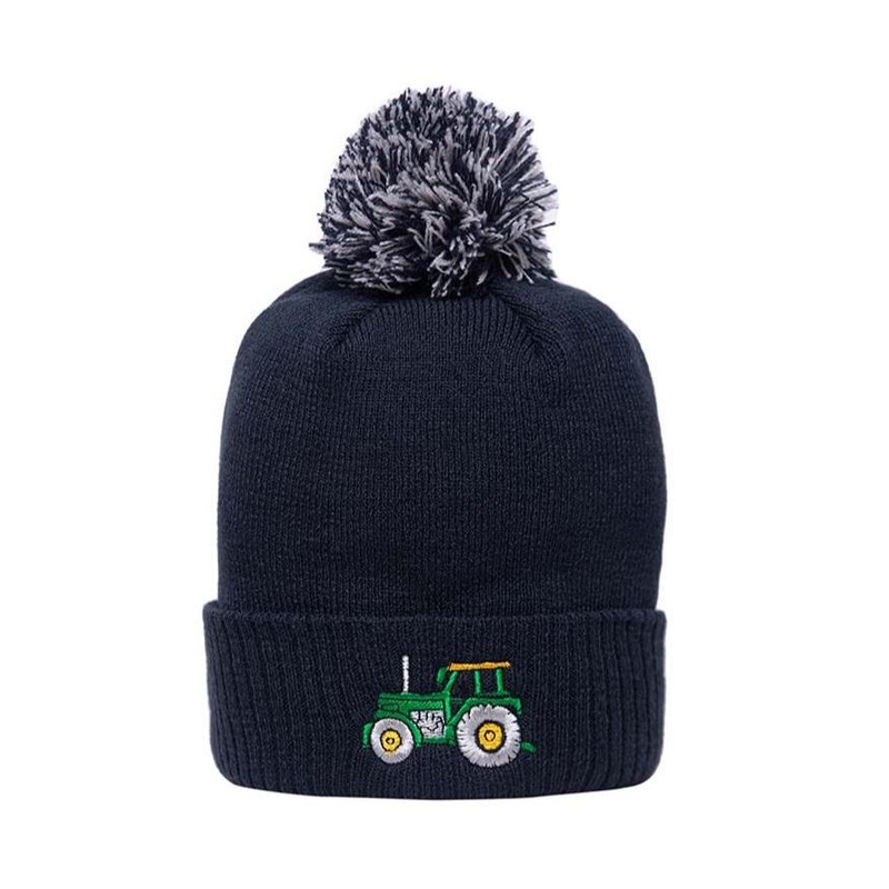 British Country Collection Green Tractor Pom Pom Beanie Hat