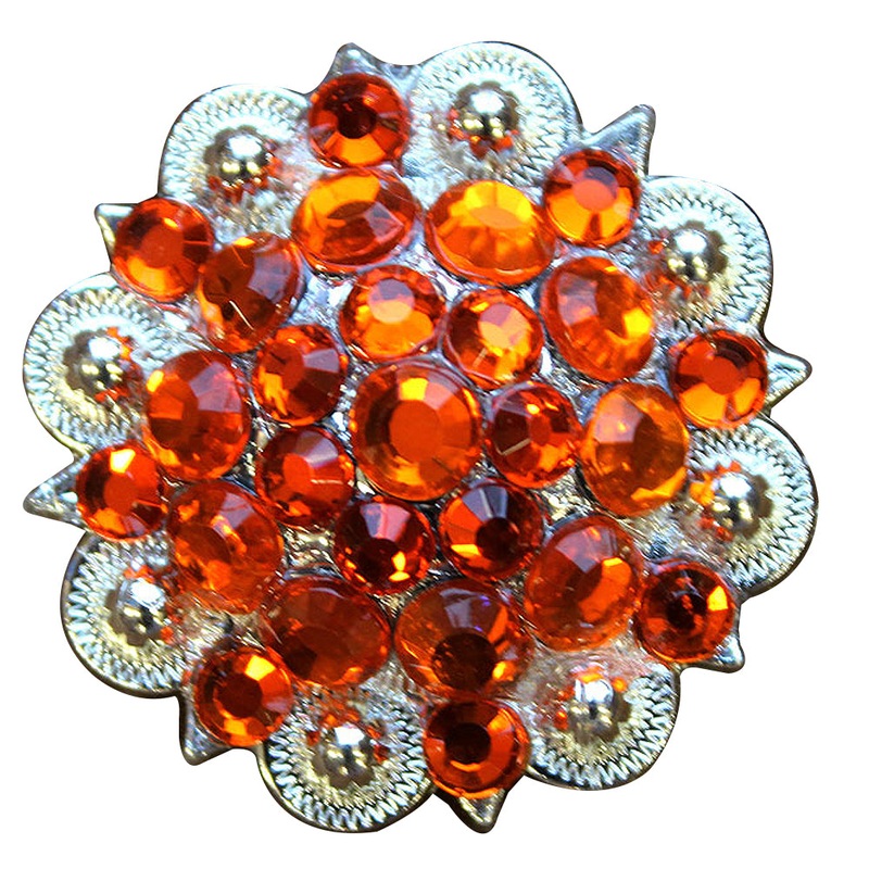 Orange Crystal 1-1/4In Berry Headstall Saddle Cowgirl Hilason