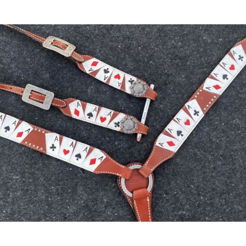 Showman  “Four of A Kind” Print One Ear Headstall and Breast collar Set