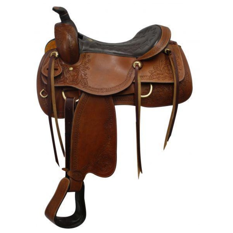 16″ Double T Pleasure Style Saddle with Floral Tooled Accents.