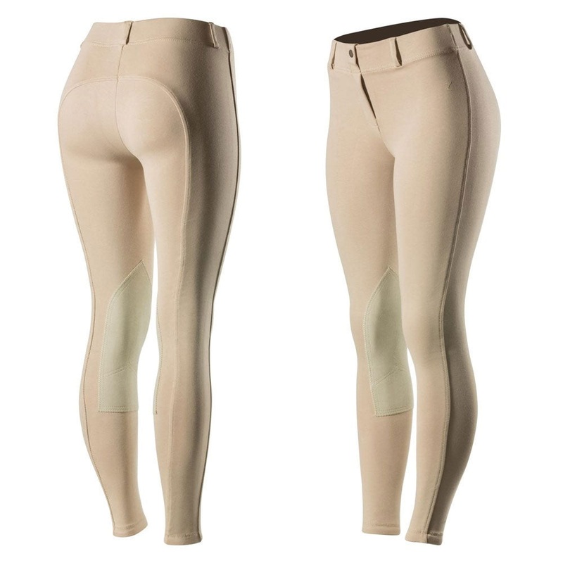 36260 Horze Ella Women’s Pull on Knee Patch Breeches – Tan