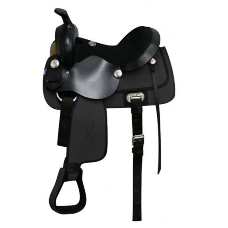 14″ DOUBLE T  BLACK NYLON CORDURA SADDLE WITH SUEDE LEATHER SEAT AND LEATHER JOCKEYS