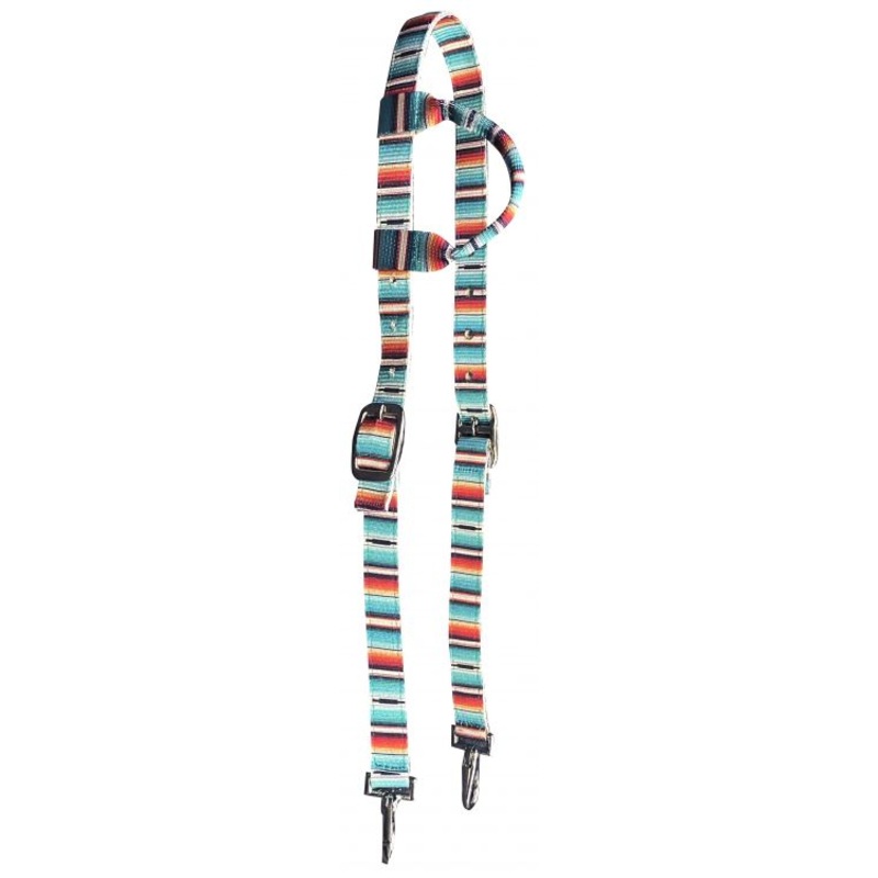 Showman Teal Serape Printed Nylon One Ear Headstall